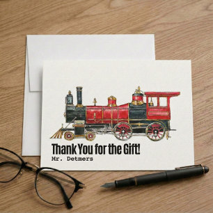 Classic Steam Locomotive Thank You Postcard