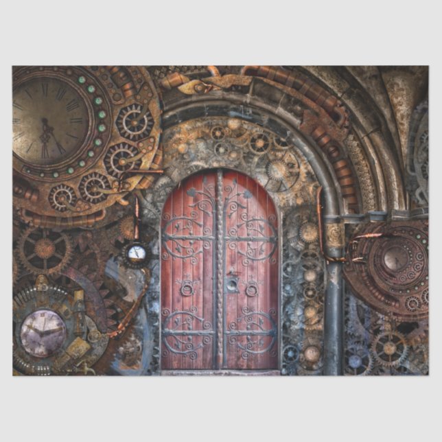 Classic Steampunk Building & Door  Tissue Paper (Front)