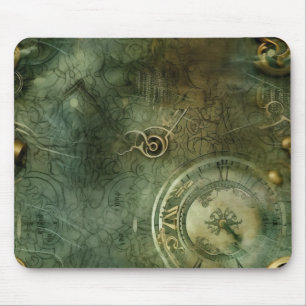 Classic Steampunk Clockwork Emerald Green Mouse Mat
