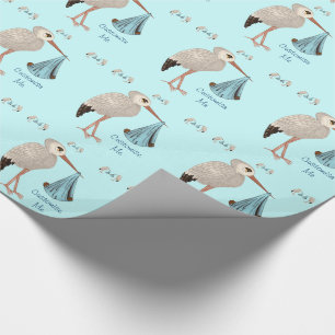 Classic Stork (Blue) 2 (Baby Shower) Wrapping Paper