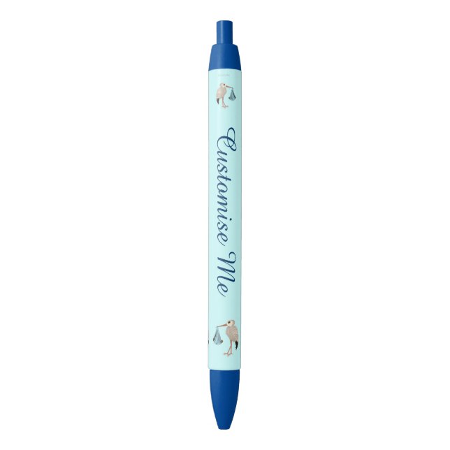 Classic Stork (Blue) 2 Black Ink Pen (Front Vertical)