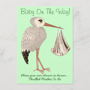 Classic Stork (Neutral) 1 (Baby Shower) Invitation