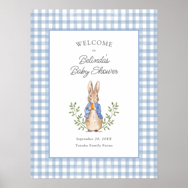 Classic Storybook Rabbit Baby Shower Welcome Poster (Front)