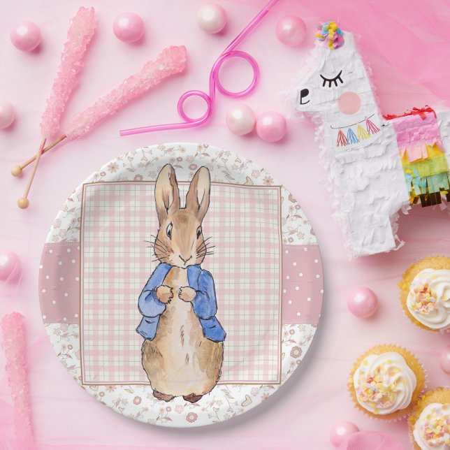Classic Storybook Rabbit Blue Jacket Paper Plate (Creator Uploaded)