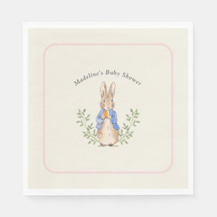 Classic Storybook Rabbit Pink Vintage Baby Shower Napkin