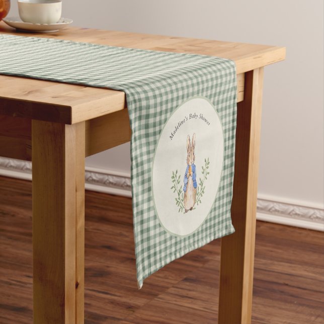 Classic Storybook Rabbit Sage Shower Table Runner (In Situ)
