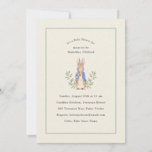 Classic Storybook Rabbit Sage Vintage Baby Shower Invitation