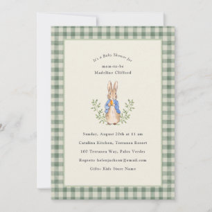 Classic Storybook Rabbit Sage Vintage Baby Shower Invitation