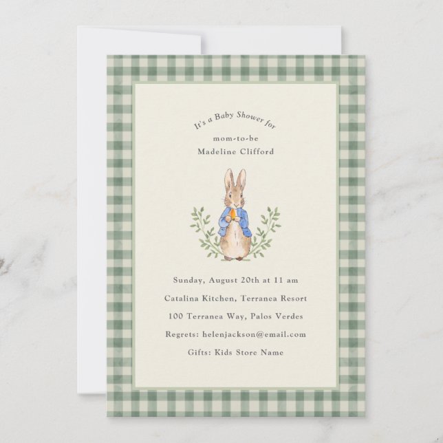 Classic Storybook Rabbit Sage Vintage Baby Shower Invitation (Front)