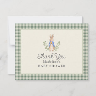 Classic Storybook Rabbit Sage Vintage Baby Shower Thank You Card
