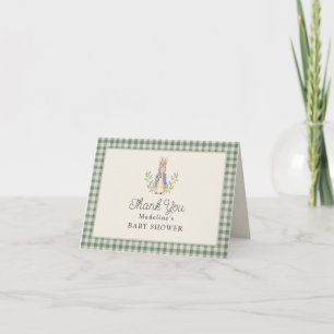Classic Storybook Rabbit Sage Vintage Baby Shower Thank You Card