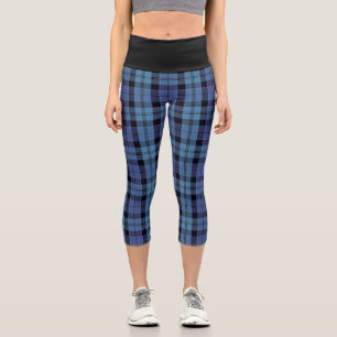 Classic Strathclyde District Blue Tartan Plaid Capri Leggings