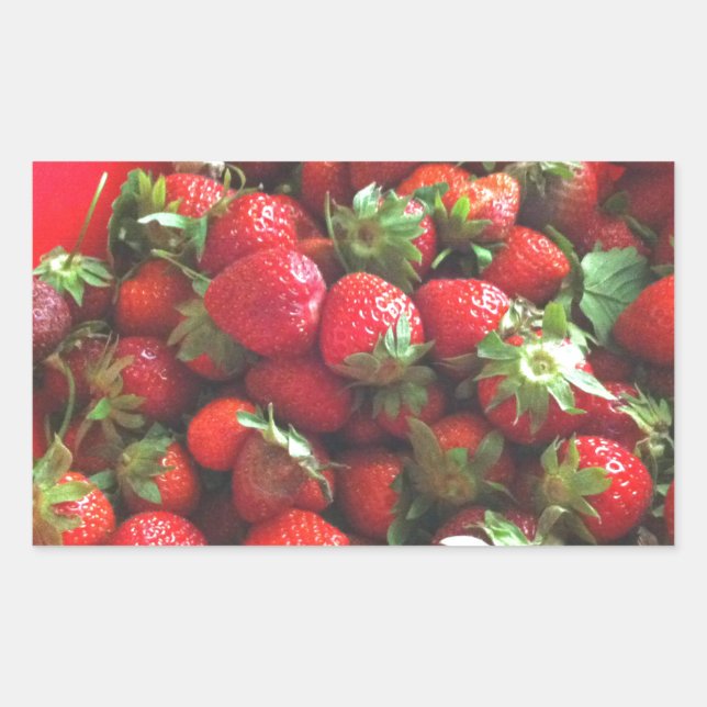Classic Strawberries Rectangular Sticker (Front)