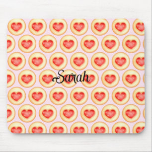 Classic Strawberry Heart Thumbprint Cookies Mouse Mat