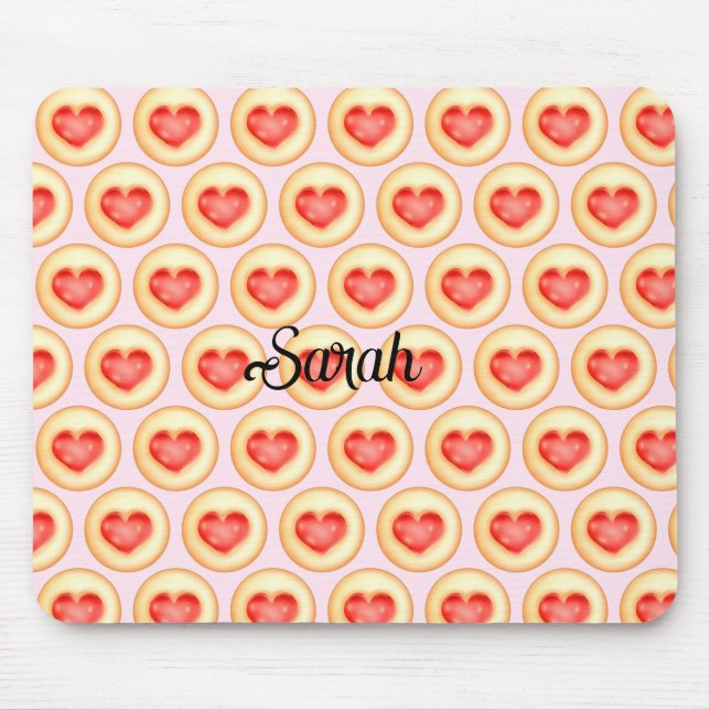 Classic Strawberry Heart Thumbprint Cookies Mouse Mat (Front)