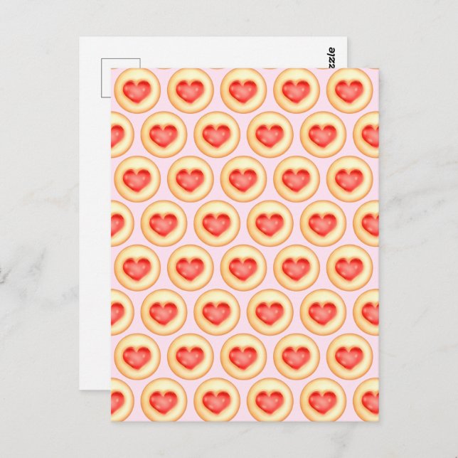 Classic Strawberry Heart Thumbprint Cookies Postcard (Front/Back)