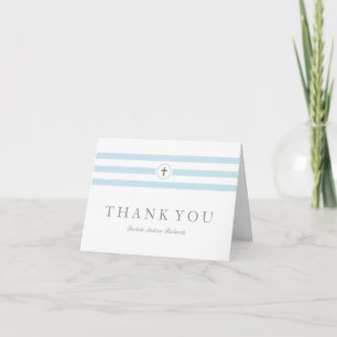 Classic Stripe Gold Foil Cross  Thank You Card