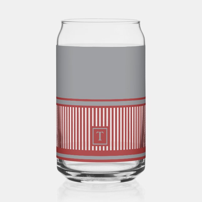 Classic Stripe Monogram Can Glass (Front)
