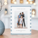 Classic Stripe | Vertical Photo Hanukkah Holiday Card<br><div class="desc">Share holiday greetings with these Hanukkah photo cards featuring your favourite photo set on a background of light blue and white stripes. An editable message area lets you customise your Chanukah or holiday greeting. Add your family name or names beneath along with the year.</div>