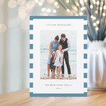 Classic Stripe | Vertical Photo Hanukkah Holiday Card<br><div class="desc">Share holiday greetings with these Hanukkah photo cards featuring your favourite photo set on a background of light blue and white stripes. An editable message area lets you customise your Chanukah or holiday greeting. Add your family name or names beneath along with the year.</div>