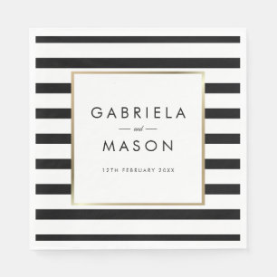 Classic Stripe Wedding    Faux Gold Foil Napkin