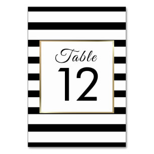 Classic Stripe Wedding    Faux Gold Foil Table Number