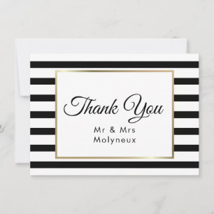 Classic Stripe Wedding   Faux Gold Foil Thank You