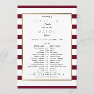 Classic Stripe Wedding Schedule Timeline Programme