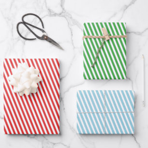 Classic Striped Holiday Occasion Wrapping Paper Sheet