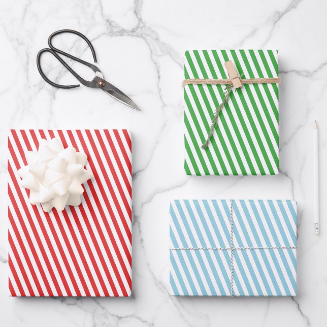 Classic Striped Holiday Occasion  Wrapping Paper Sheet (Front)