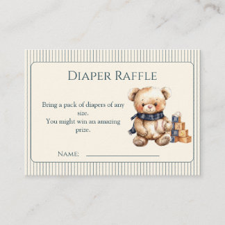 Classic Striped Teddy Bear Diaper Raffle Cards