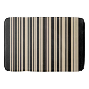 Classic Stripes Black and Taupe Bath Mat