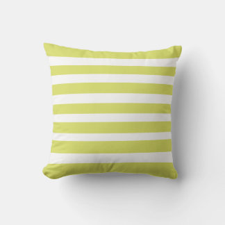 Classic Stripes Celery Green and White Cushion