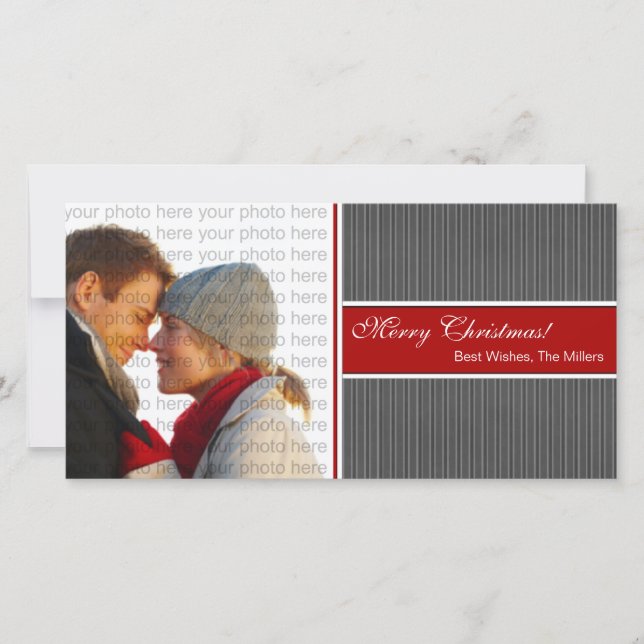 Classic Stripes Christmas Photo Card (Front)