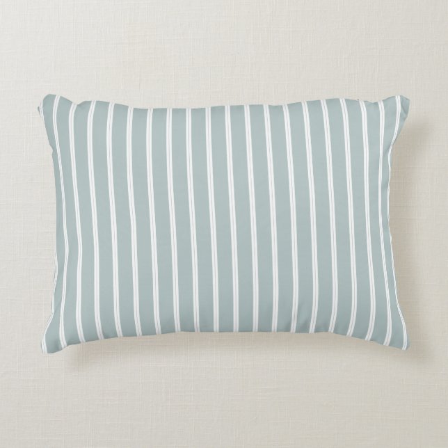 Classic Stripes Faded Blueand White  Accent Pillow (Front)