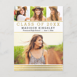 Classic Stripes Graduation Announcement Postcard