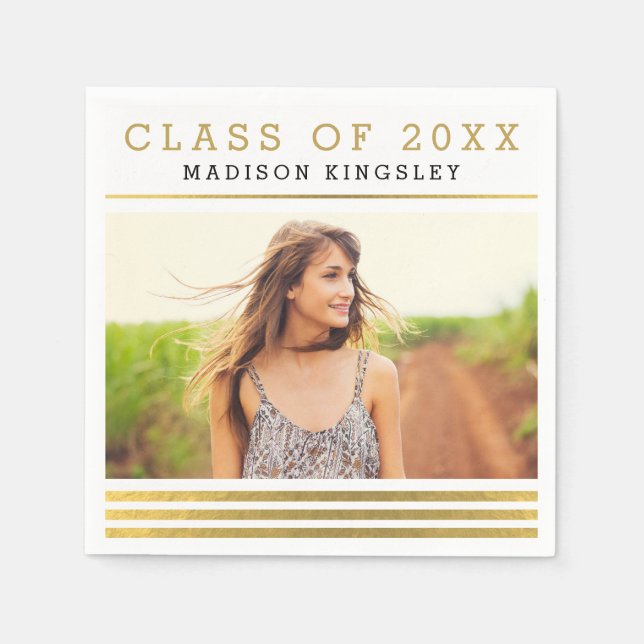 Classic Stripes Graduation Party Napkin (Front)
