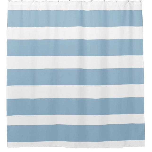 Classic Stripes Light Slate Blue and White  Shower Curtain (Front)