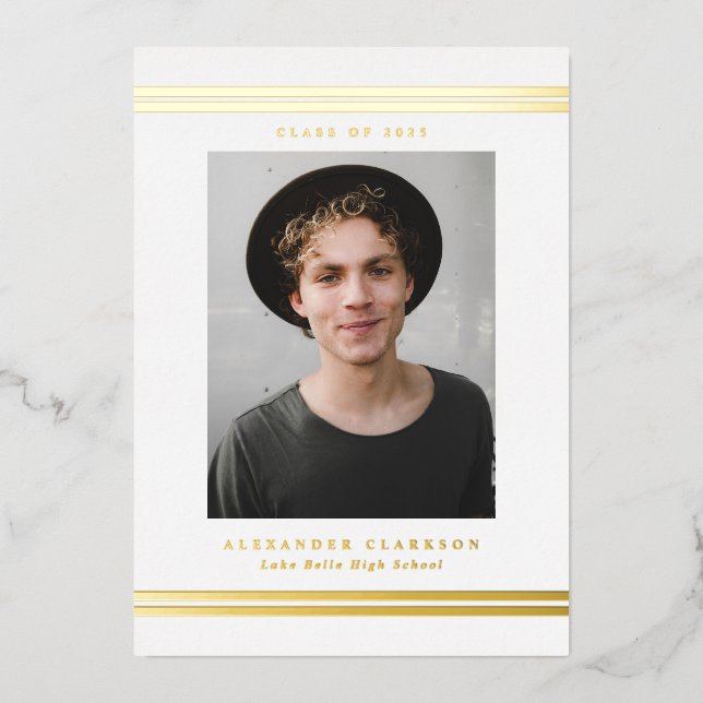 Classic Stripes Modern Photo Graduation Party (Front)