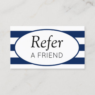 Classic Stripes Navy Refer a Friend Referral Card