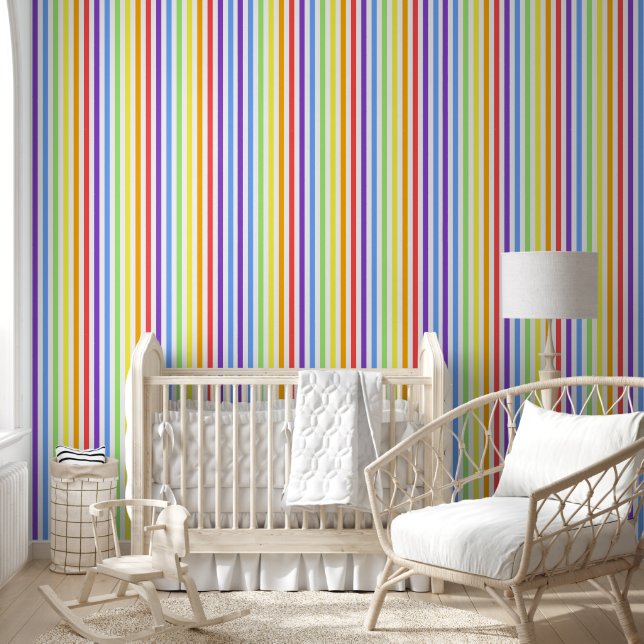 [Classic Stripes] Rainbow Retro Candy Stripes Wallpaper (Kids)