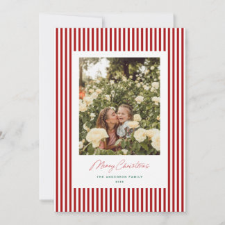 Classic Stripes Red Christmas Holiday Photo Card