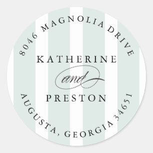 Classic Stripes Wedding Monogram Address Label