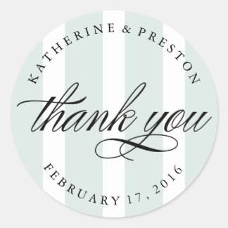 Classic Stripes Wedding Thank You Favour Sticker
