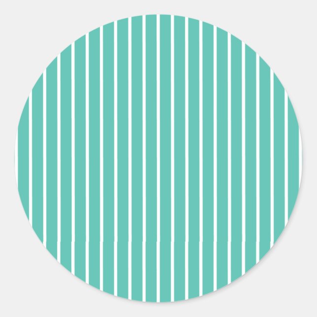 Classic Stripes White - Bluegrass Green Round Sticker (Front)