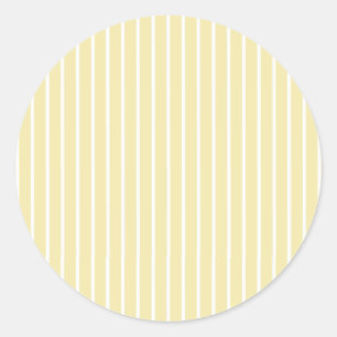 Classic Stripes White - Butter Yellow Round Sticker