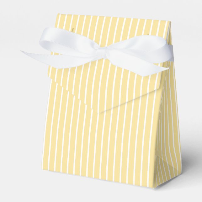 Classic Stripes White - Canary Yellow Favour Box (Front Side)