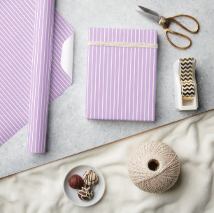 Classic Stripes White - Soft Lilac Wrapping Paper