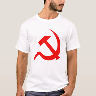 Classic Style Bright Red Hammer & Sickle on White T-Shirt
