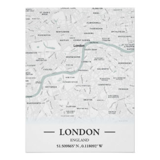 Classic style city map of London, England Poster